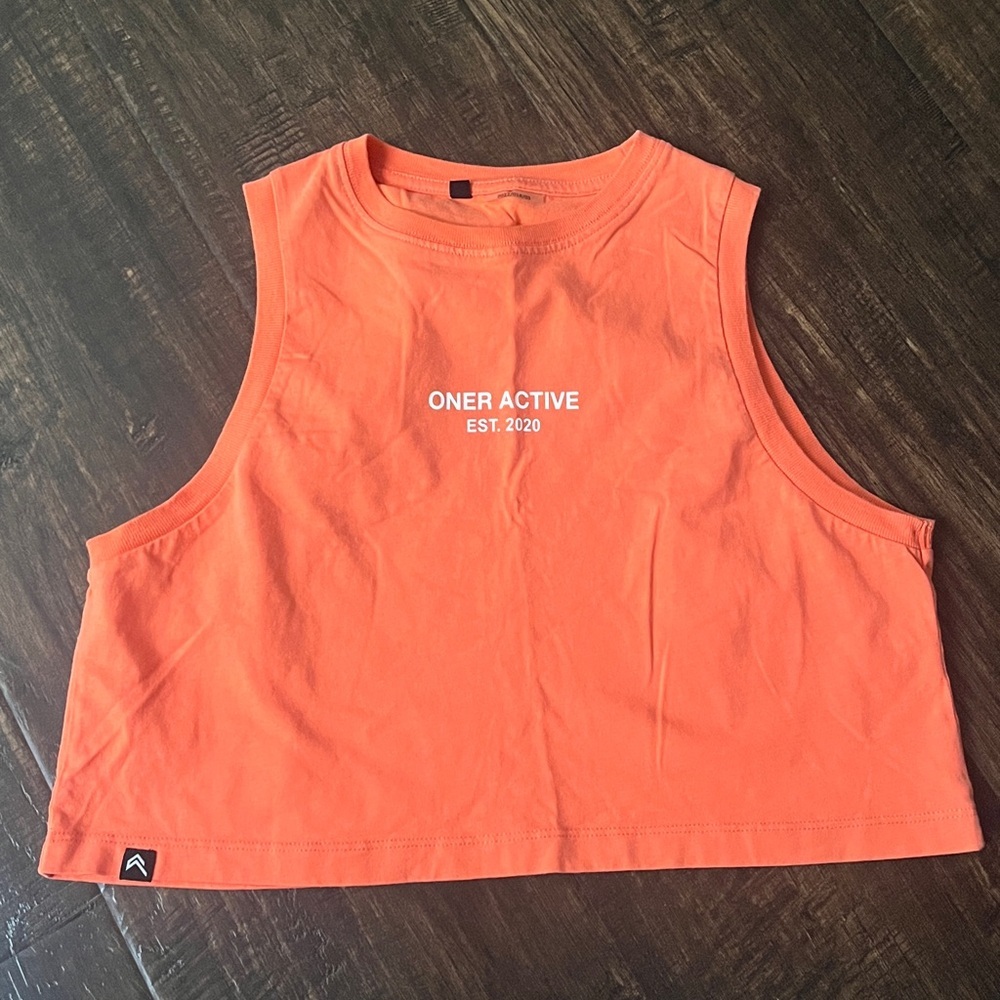 Oner Active Graphic Jersey Tank Peach Blossom Orange Size Small - Picture 2 of 4